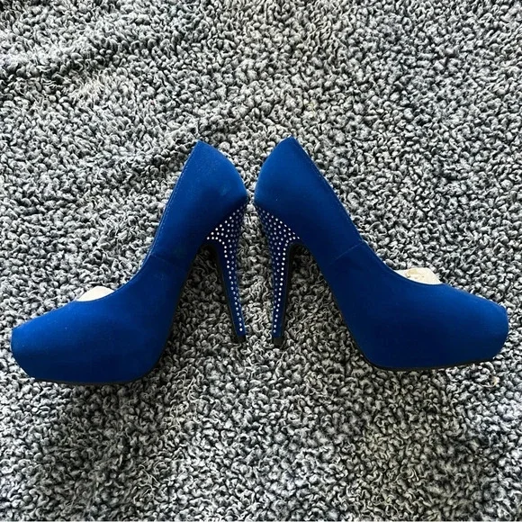 Shoes of Soul - Blue Crystal Studded Heels - Size 8 - Picture 3 of 8